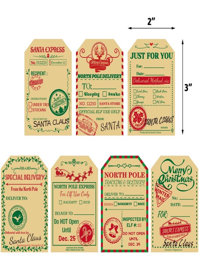 WorldBazaar Christmas Gift Tag Stickers 200pcs Christmas Kraft Label Santa Gift Stickers for Envelope North Pole Tags from Santa Party Favors Wrapping Label 3” x 2” - Image 2